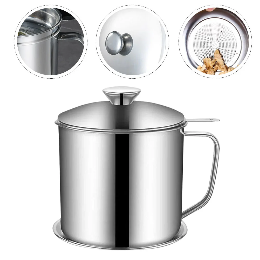

Stainless Steel Filter Cup Multipurpose Tool Oil Filtering Pot Lid Grease Container Strainer Kitchen Whey separator