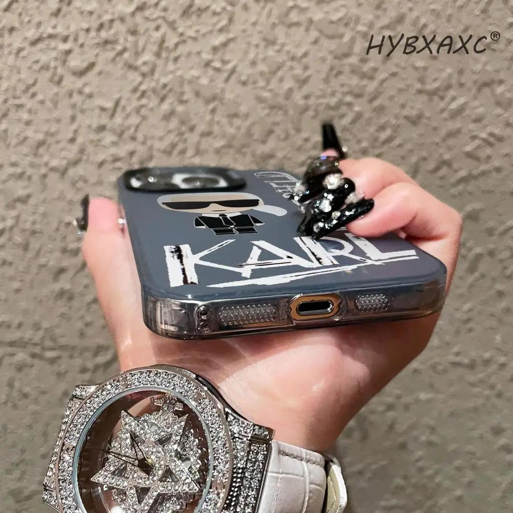 Фото Мультяшный крутой чехол для телефона с милым котом K-K-Karls-S для iPhone 17 16 15 14 13 12 11 Pro Max Air, матовый, лазерный, с эффектом северного сияния, разноцветный №3
