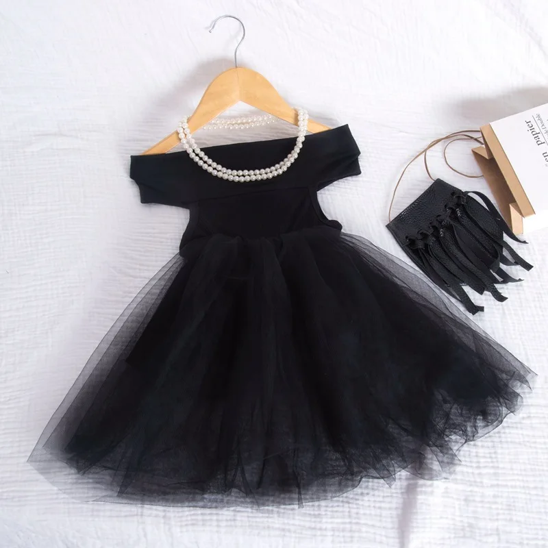 

Party Dresses Kids Dresses for Girls Children's Skirt One - Line Shoulder Dress with Pompous Mesh Off - Shoulder Dress for Girls