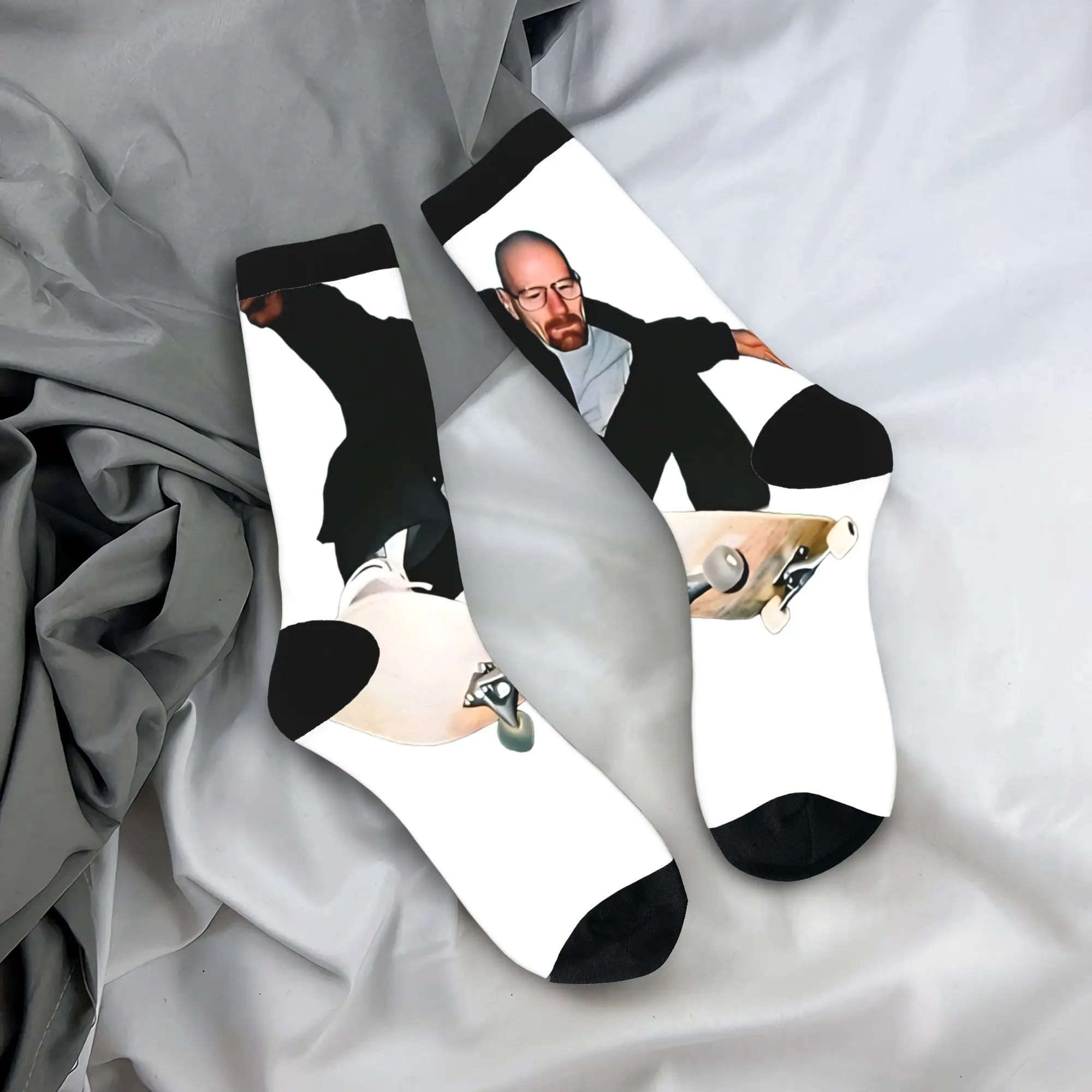 Фото Носки Walter White Skate Breaking Bad с узором, модные осенние противоскользящие носки, унисекс, мужские, для активного отдыха, мягкие, дышащие №1