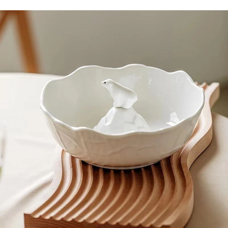 Керамическая тарелка с фруктами белого медведя ресторан дом гостиная рабочий