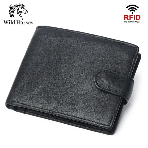 Мужской кошелек из натуральной кожи с Rfid-защитой и карманом для монет, деловой дизайнерский мужской кожаный кошелек