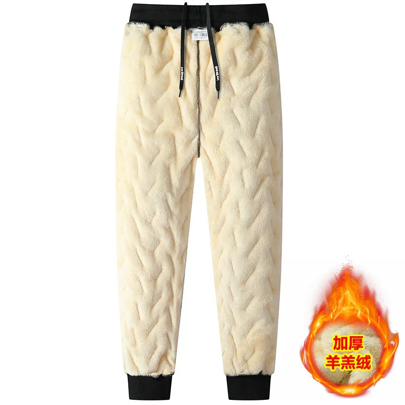 

Men's winter plus velvet thickened trousers warm lamb cashmere pants casual pants cotton pants super large size#m-7xl