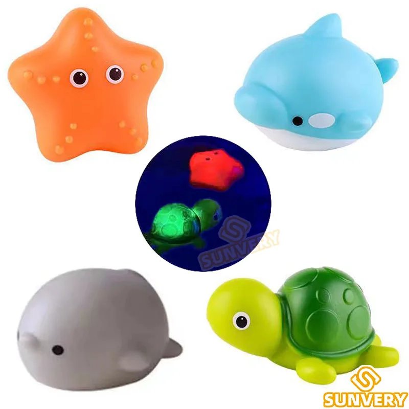 Kids Luminous Water Toys Animal Baby Lighted Bath Toys Induction Animal Floating Water Light Toys Play Water Baby Shark Toy Gift