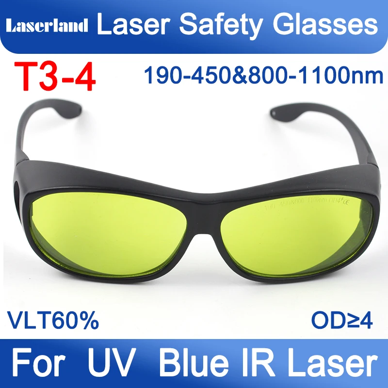 

T3-4 190-450nm&800-1100nm OD4+ Blue+IR Laser Protective Safety Glasses CE
