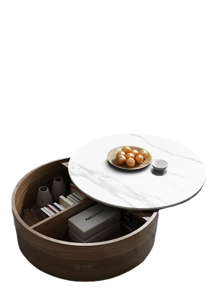 

PQF round Rotating Stone Plate Tea Table Combination Living Room Home
