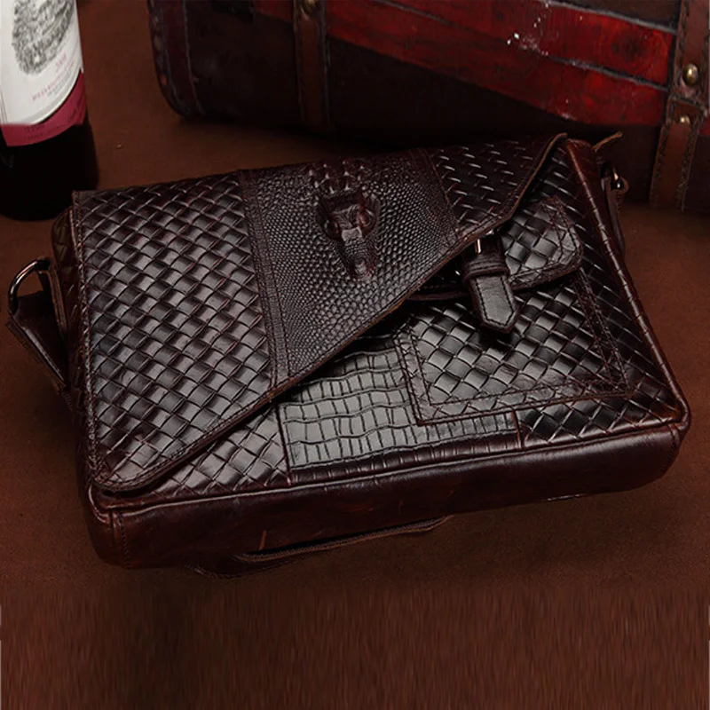 Портфель мужской из натуральной кожи дизайнерский саквояж в стиле ретро