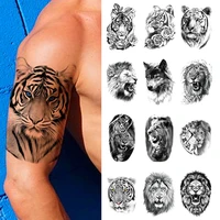 31 style tattoo sticker tiger lion wolf animals fake tattoos stickers waterproof women men temporary body half arm tattoos henna