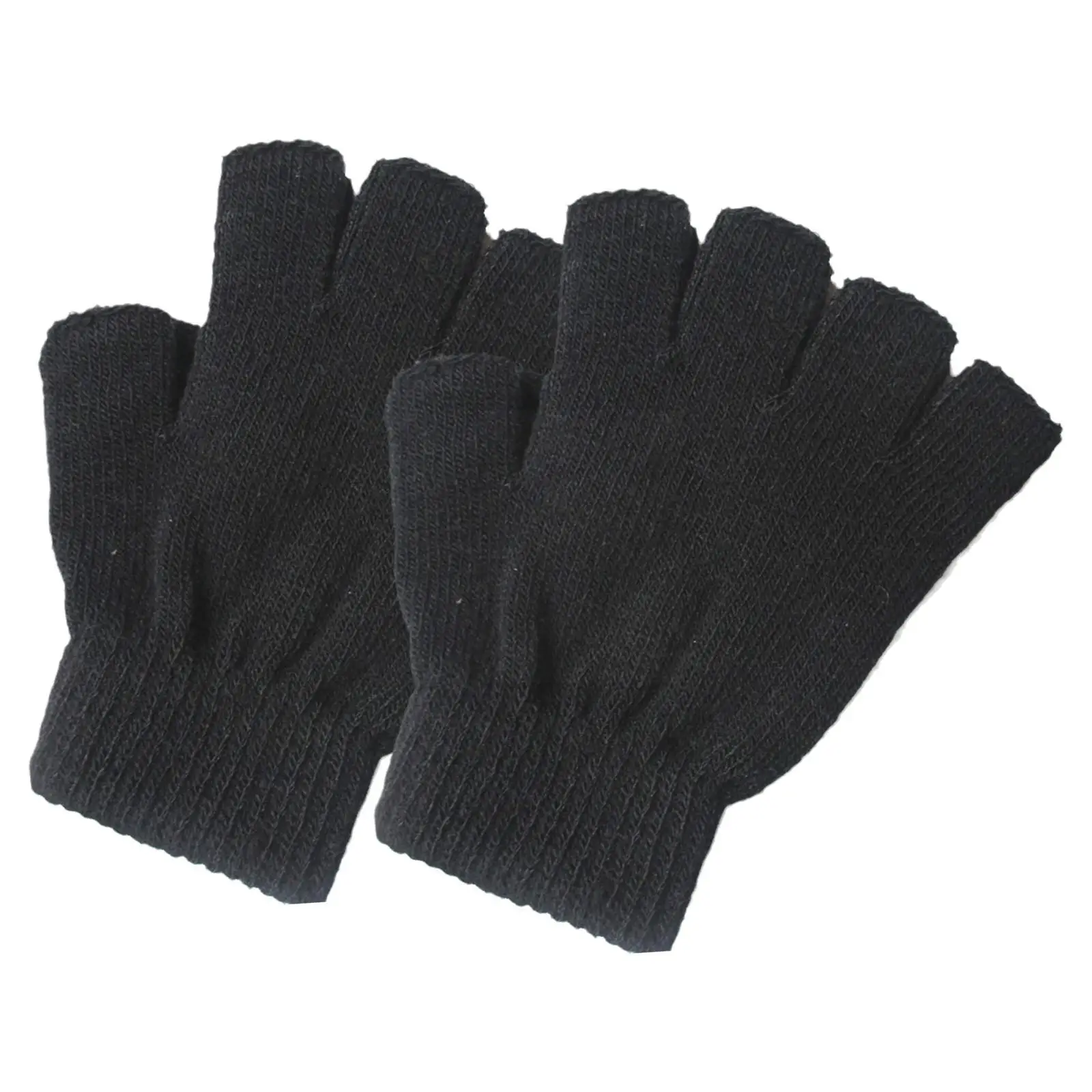 

Winter Warm Gloves Black Fashion Knitting Mens Womens Thermal Cotton Half Finger Gloves For Workout Study 6.3 Inch Y5C6