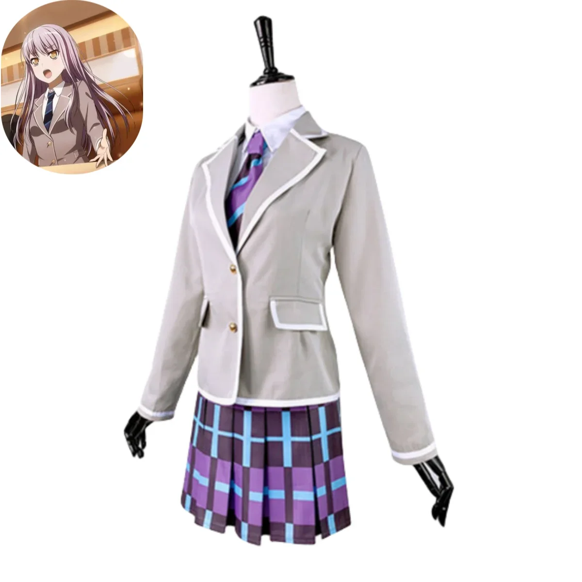 Аниме челка мечта! Костюм для косплея Yukina Minato парик Roselia школьная форма в японском