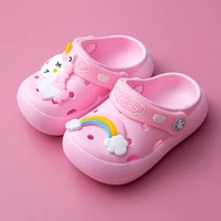 pink child unicorn clogs shoes 2022 fun design cute cartoon baby home slippers outdoor flat sliders beach sandal toddler slipper