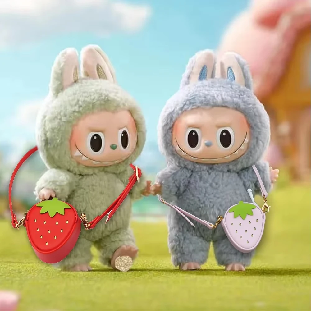 Фото Для 17 см Labubu Macaron Blythes плюшевая кукла и BJD милая мини-сумка для куклы клубники из искусственной кожи сумка через плечо аксессуары для кукольного наряда №1