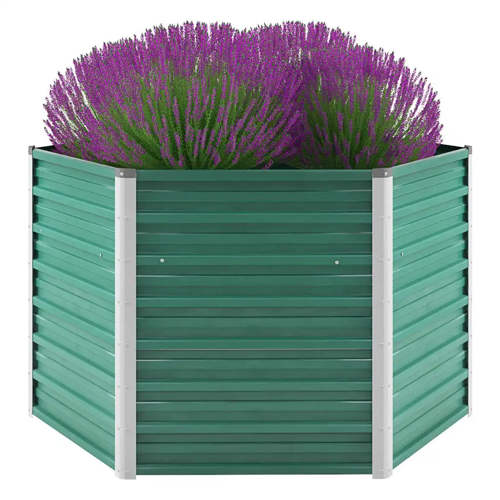 

Garden Planters, Galvanised Steel Patio Plant Pots, Raised Bed, Garden Decoration Green 129x129x77 cm