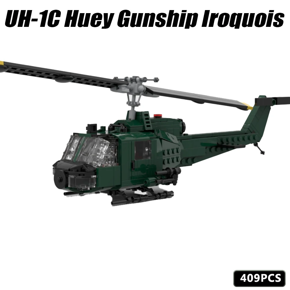 

MOC Классическая серия космических войн UH-1C Huey Gunship Iroquois, строительный блок, модель креативной детской игрушки, сделай сам, кирпич, праздничны...