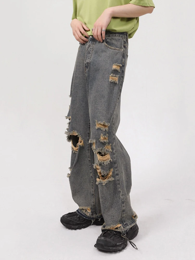 Four Seasons Men's Summer Casual Jeans Men New Korean Fashion Personality Straight Men Pants Retro Trousers INS Hot Sale JEANS