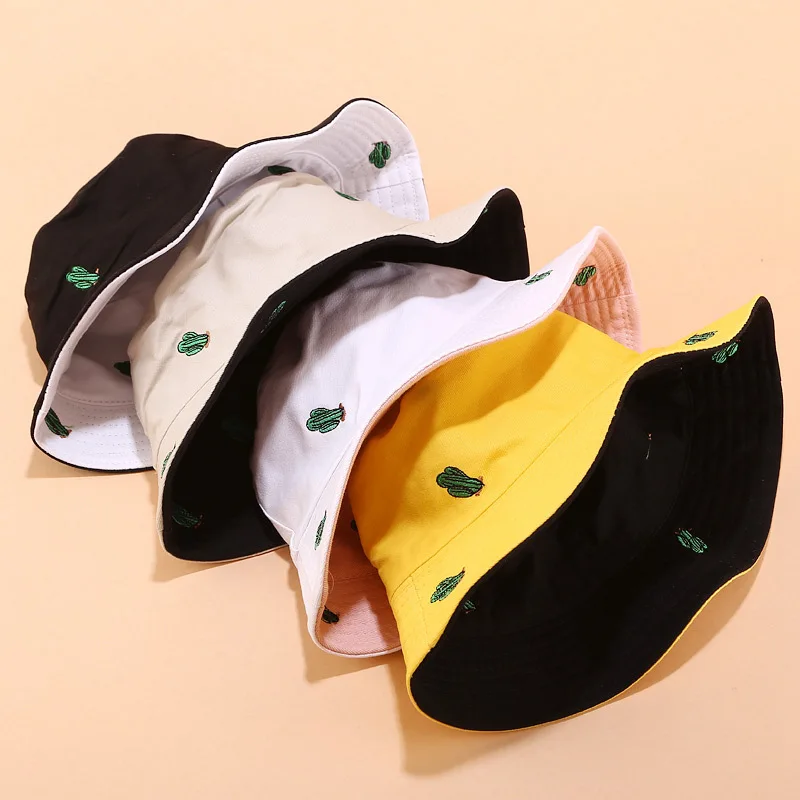 

Summer Cactus Print Bucket Hats For Girls Fashion Hip Hop Reversible Sun Visor Hats Men Women Fisherman's Caps Boy Panama Gorros