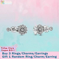 smuxin 925 sterling silver sparkling daisy flower trio stud earrings cubic zirconia statement stud earrings women earrings
