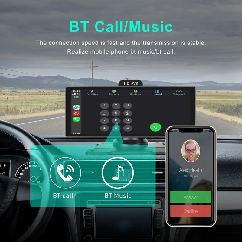 Розничная торговля 10 26-дюймовый 4K DVR Автомобильный монитор Carplay Android Auto Dashboard ADAS Dash