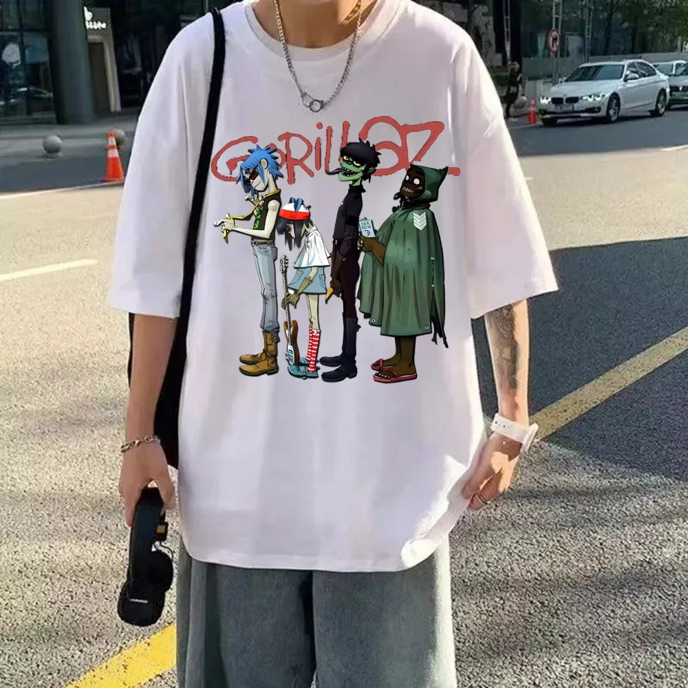 

Футболка мужская с забавным аниме принтом, в стиле ретро, свободная повседневная рубашка в стиле Хай-стрит, с круглым вырезом, топ оверсайз с коротким рукавом, в стиле Харадзюку, на лето