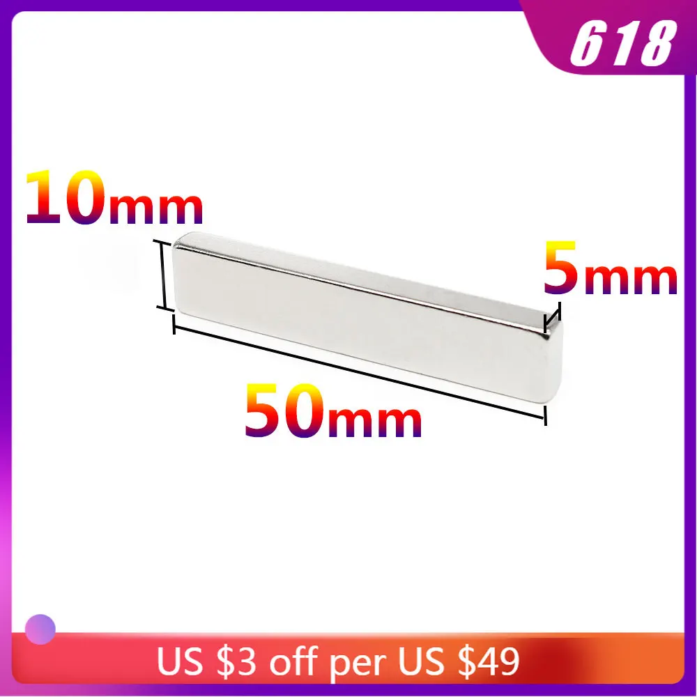 

1/2/5/10/15/20PCS 50x10x5mm Thick Block Rare Earth Magnet N35 Quadrate Neodymium Magnets 50x10x5 Permanent NdFeB Magnet 50*10*5