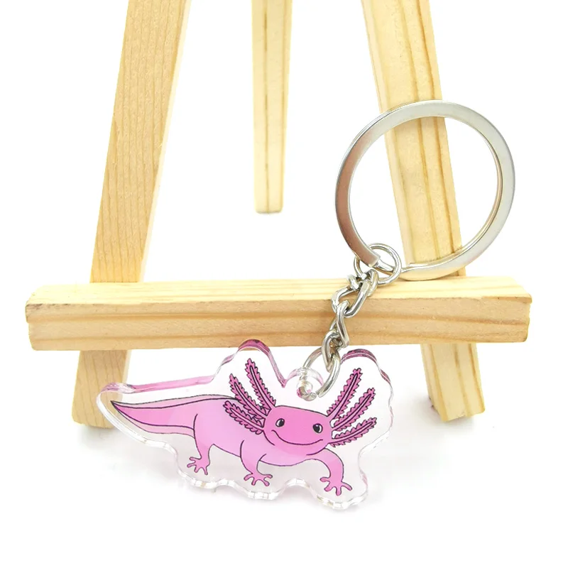 

Axolotl брелок для ключей с изображением розового дракона для мужчин и женщин, милый брелок для ключей с подвеской для сумки, акриловый мультяш...