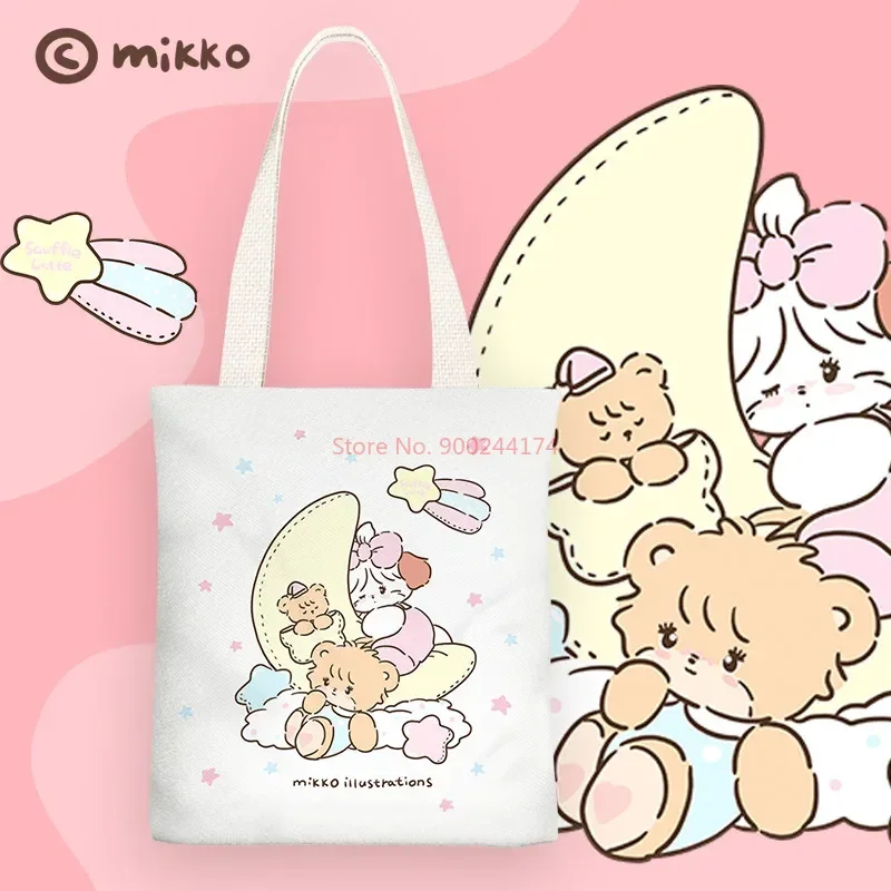 Милая холщовая сумка на плечо Mikko с героями мультфильмов студенческая большая