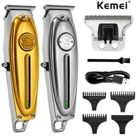 kemei professional hair clipper all metal men electric cordless hair trimmer 0mm baldheaded t blade finish haircut machine 1949