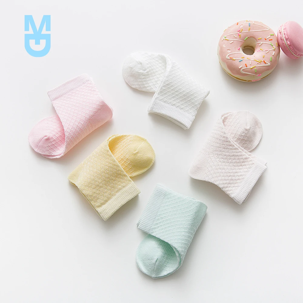

New 5Pairs/lot 0-2Y Baby Socks Summer Cotton Jacquard Kids Socks Solid Colorful Girls Mesh Cute Newborn Boy Toddler Socks Baby