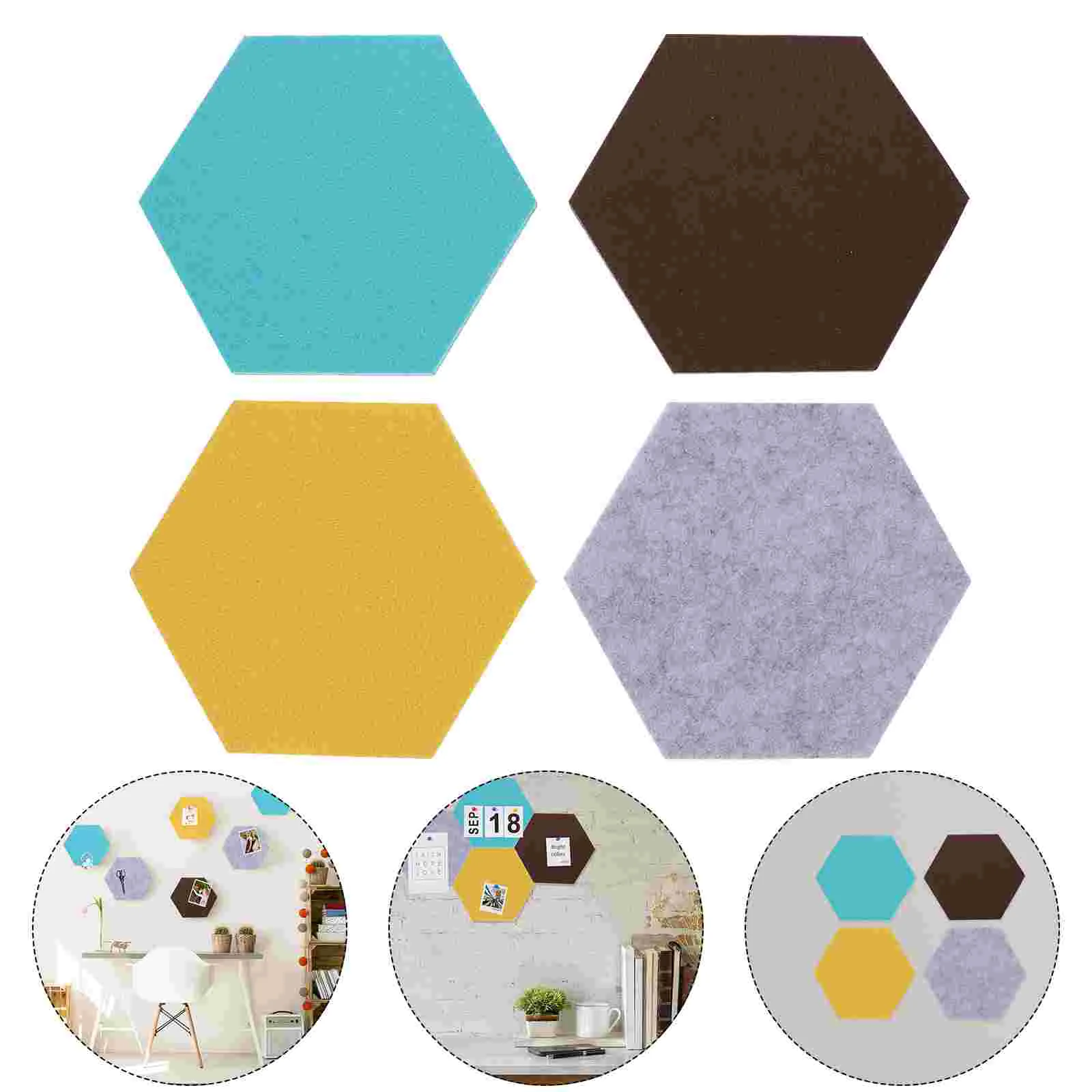 

8Pcs Hexagon Bulletin Board Hexagon Push Pin Board Presentation Supplies Honeycomb Tile Wall Sticker Message Wall Board