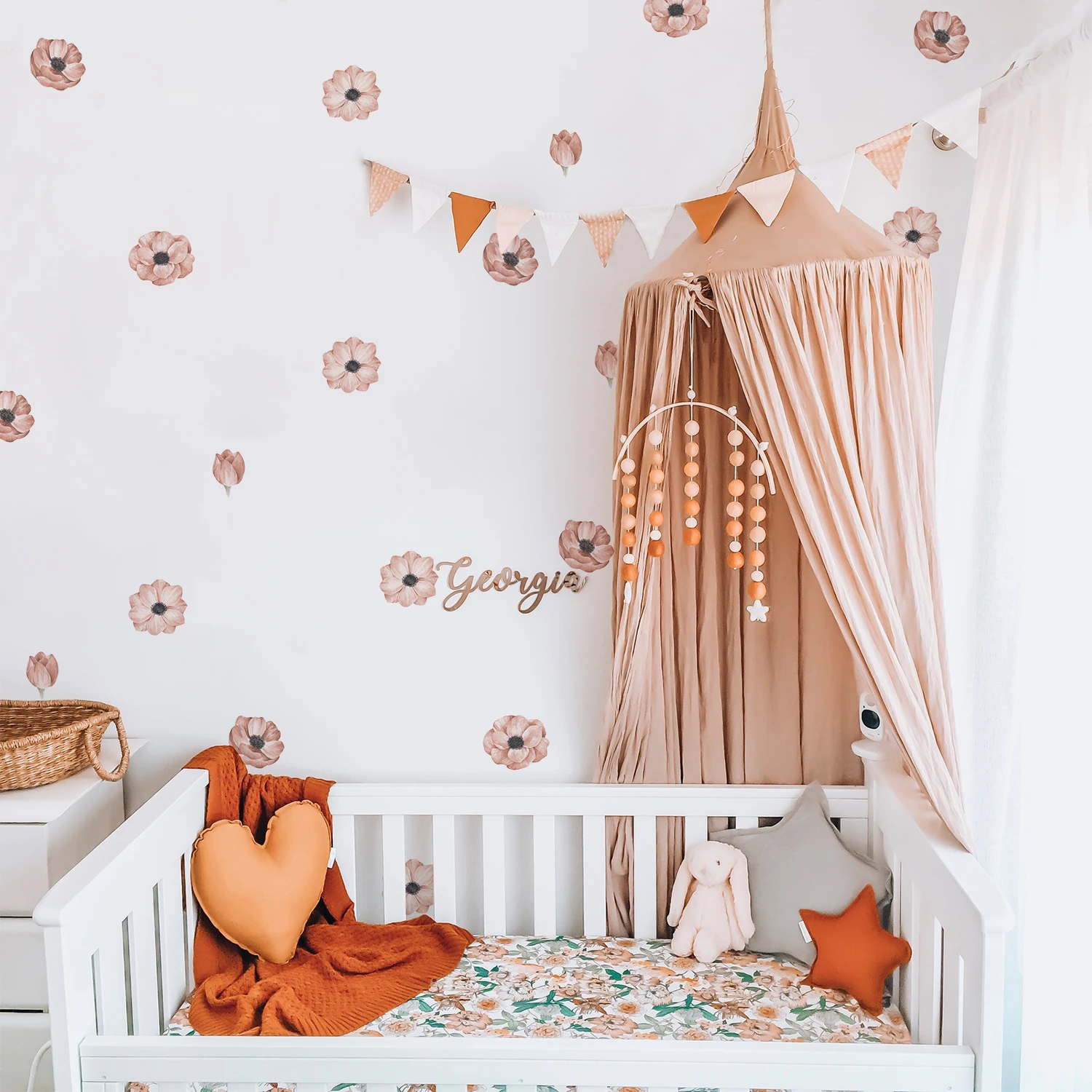 

Boho Anemones Flowers Wall Stickers for Children's Room Home Decor Living Room vinilo decorativo pared infantil Kids Stickers