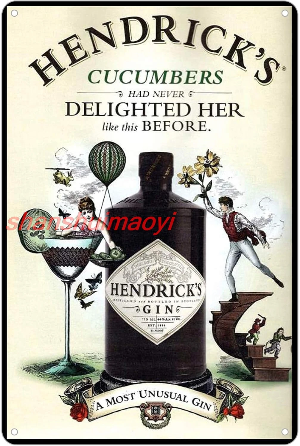 KENSILO Ретро жестяная вывеска Hendricks Gin Never Delighted Her Like This Before Винтажная металлическая