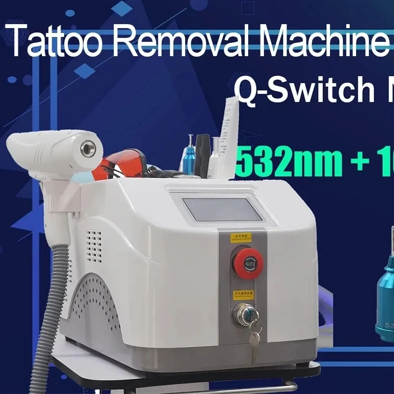 

New Technology Mini Whitening Face Laser Portable Q Switched Nd Yag 1064 532nm Tattoo Removal Laser Device Carbon Peel