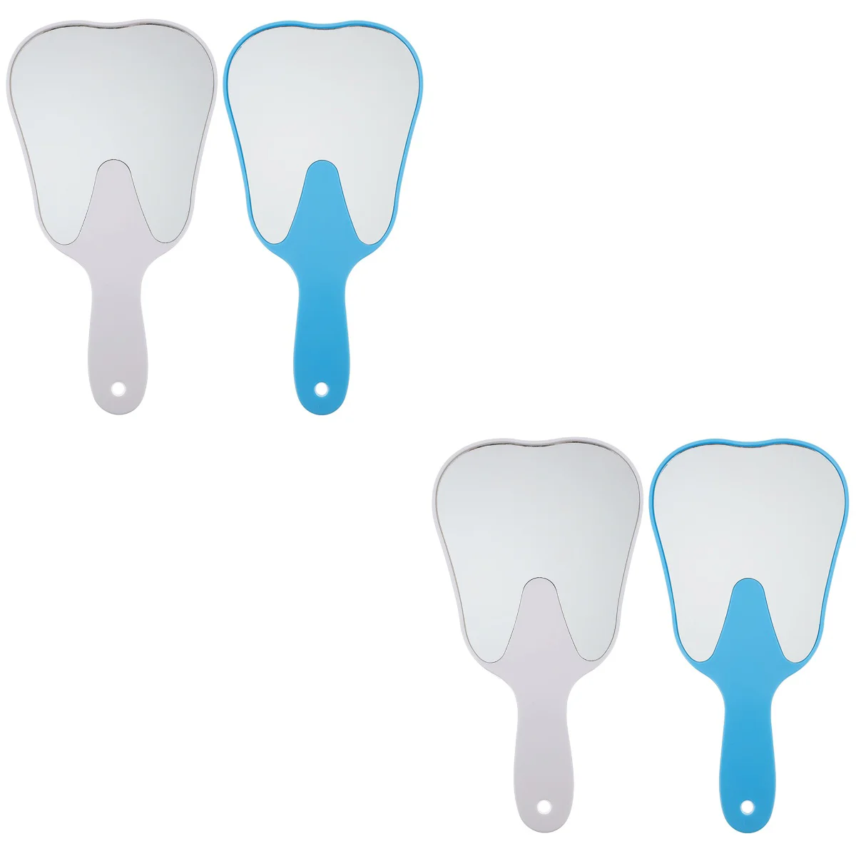 

4 Pcs Tooth Shaped Mirror Large Dental Mirrors Plastic Handheld Glass Mouth Female Tools Portable Dentists No Deformation