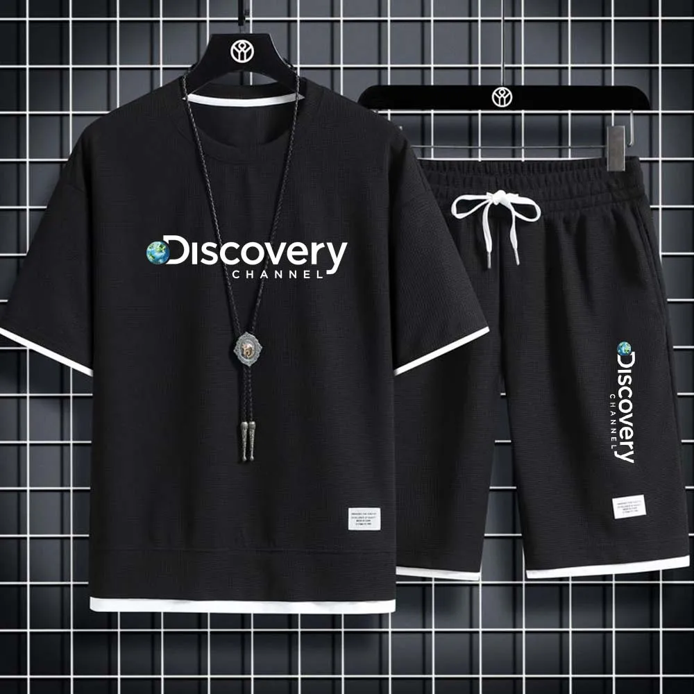 Summer Men's Sets Fashion Korean Tracksuit Men Short Sleeve T Shirts+Sport Shorts Suit Men Casual Men Clothing Mens Joggers Sets