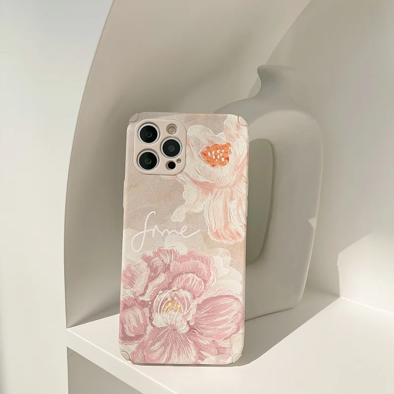 

JOME Retro big flower soft silicone 3d leather phone case for iphone 13 11 pro max 12 mini 7 8plus x xr xs max cute conque shell