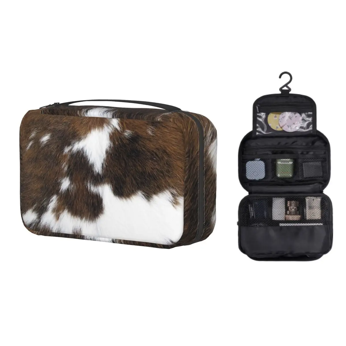 

Косметичка на заказ из искусственной воловьей кожи с текстурой, женский косметический Органайзер для макияжа, женский косметический набор ...