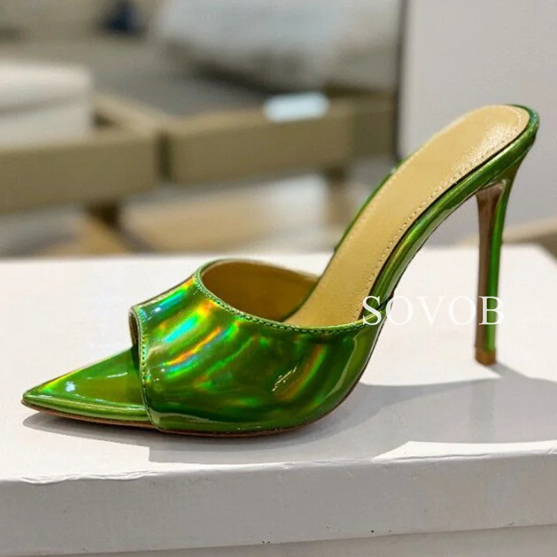 Летние туфли из лакированной кожи на тонком высоком каблуке женские сандалии с