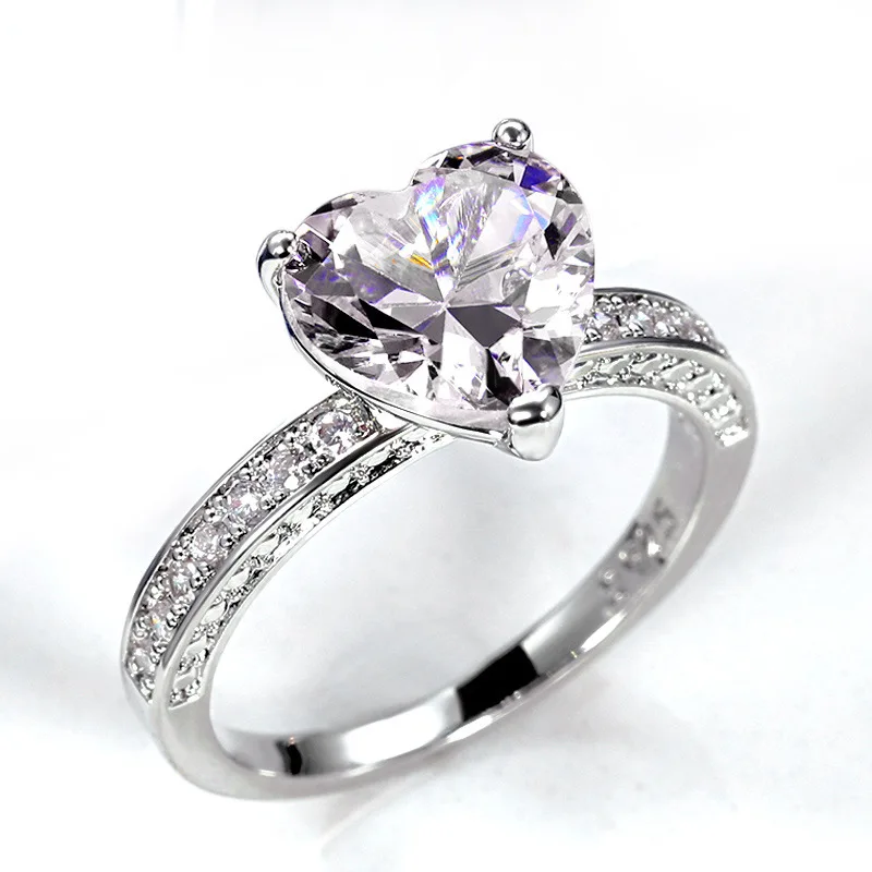 

Elegant Heart Shaped Ring Fashion Women Engagement Wedding Anniversary Gift Jewelry