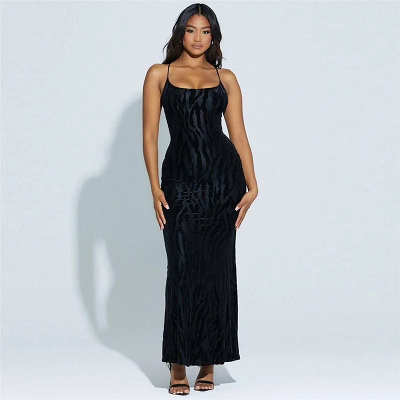 

Летнее сексуальное прозрачное платье макси с флокировкой, женское потрясающее облегающее платье на бретелях-спагетти со шнуровкой и откры...
