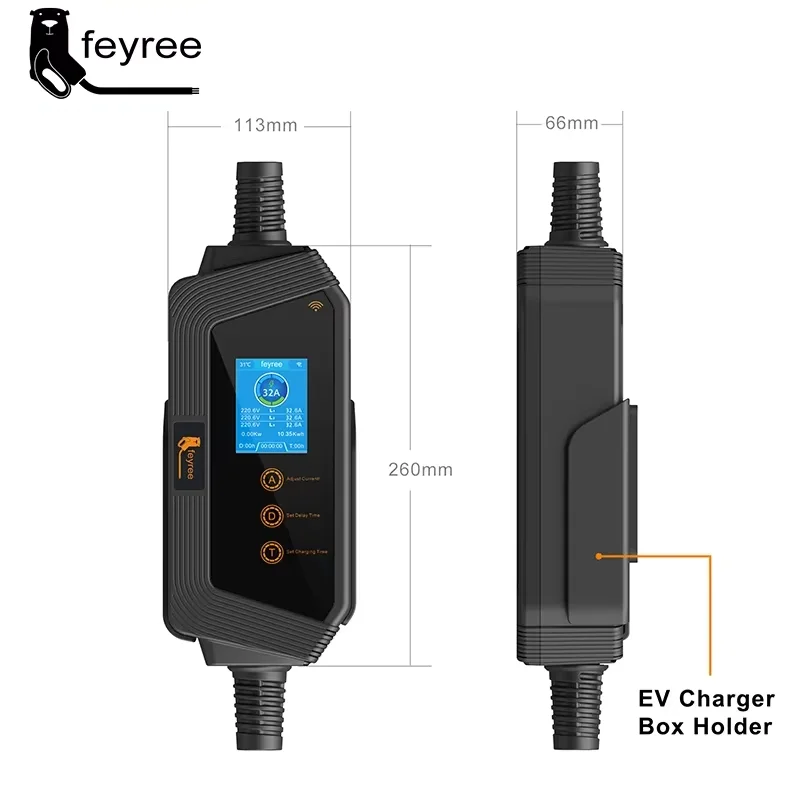 Фото Feyree Портативное зарядное устройство для электромобилей GBT Plug 22KW 32A 3-фазное зарядное устройство EVSE с быстрой зарядкой Wi-Fi Smart APP Control для автомобильного зарядного устройства электромобиля №4