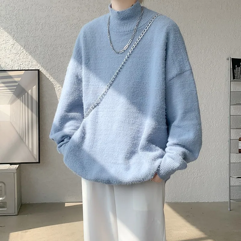 Новая модная мужская вязаная водолазка высокого качества пуловеры с длинными