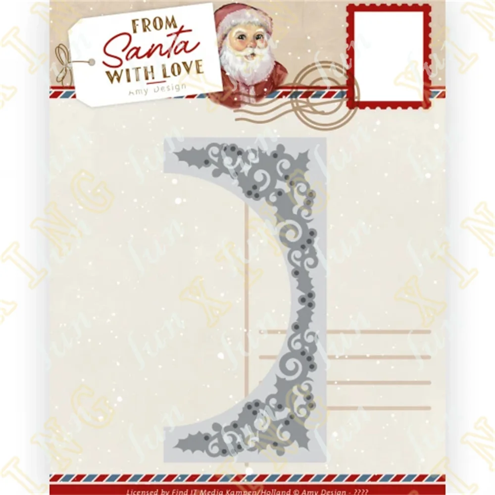 

New Holly Border Metal Cutting Dies Scrapbook Diary Decoration Stencil Embossing Template DIY Greeting Card Handmade 2022