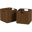 

Premium Quality 10.5-inch Woven Storage Cube Basket Bin Set of 2 with Sturdy Iron Wire Frame - Trendy and Durable Solution for H