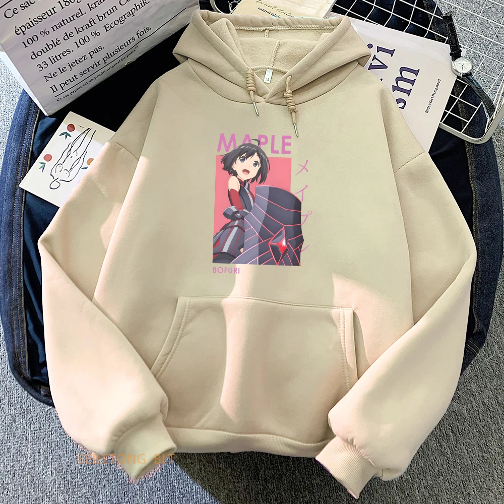 

BOFURI I Don't Want To Get Hurt So I'll Max Out My Defense Maple Hoodies Streetwear Anime WOMEN Long-sleeved Sweatshirt Cartoon