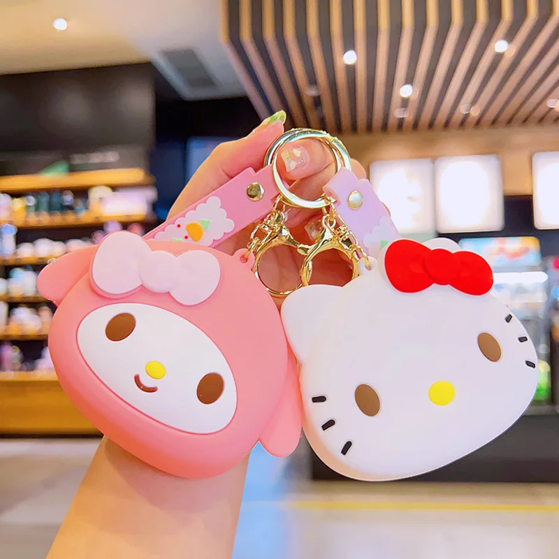 

Kawaii Sanrio Kuromi Coin Purse Wallet Cute Cartoon Anime Cinnamoroll My Melody Storage Mini Wallet Keychain Pendant