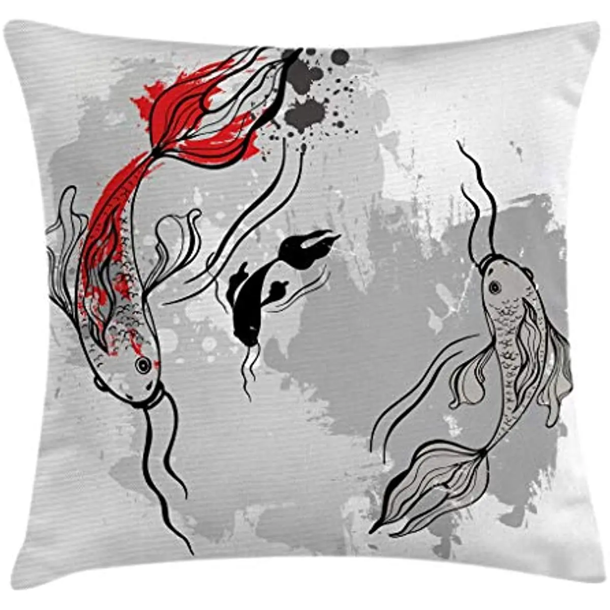 

В японском стиле, эстетическая цифровая печать на морской подводной тематике Motley Koi Fish, декоративная квадратная декоративная подушка, цвет ...
