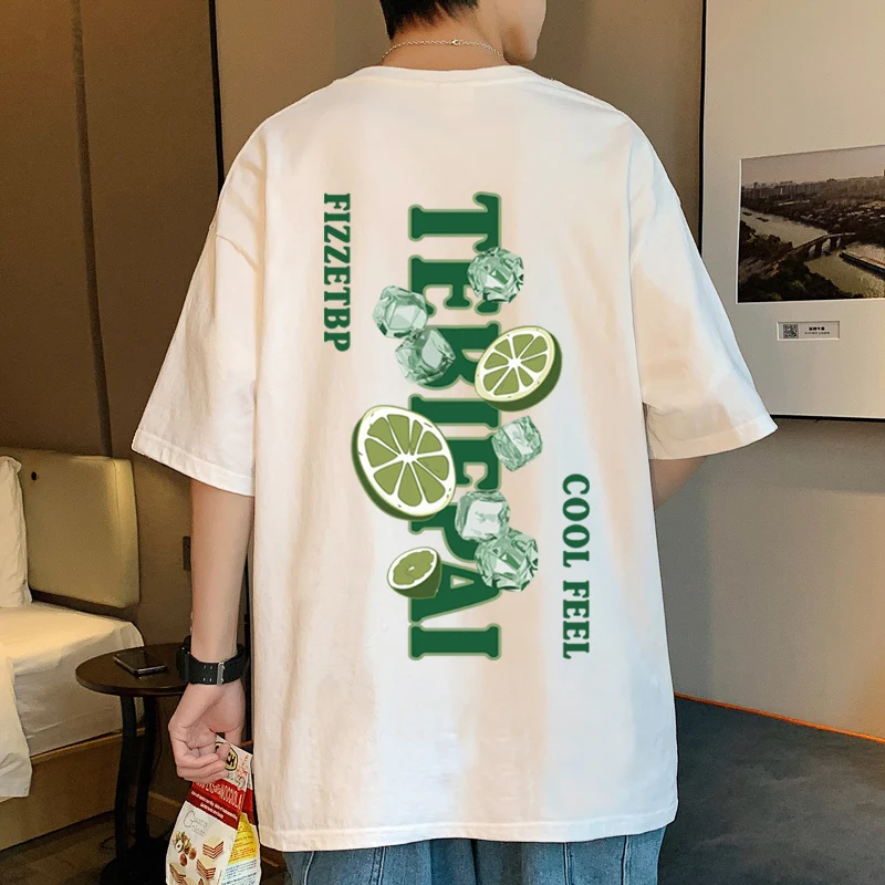

National fashion short sleeve T-shirt men's summer loose cotton half sleeve Hong Kong fashion brand design sense small circle ne