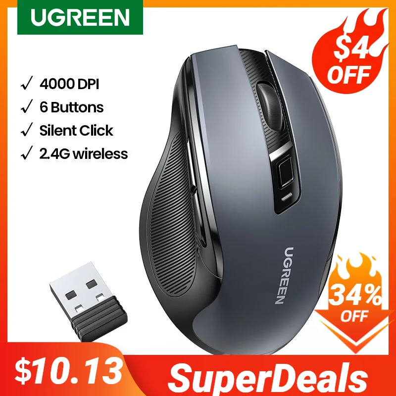 【Top Sale】UGREEN Mouse Wireless Ergonomic Mouse 4000 DPI