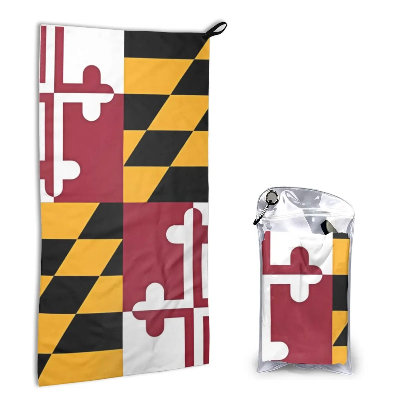 

Flag of Maryland& Microfiber Quick Dry Towel, 16x31.5in, Soft and Skin Friendly, Good Absorbency, Portable and Quick Drying.