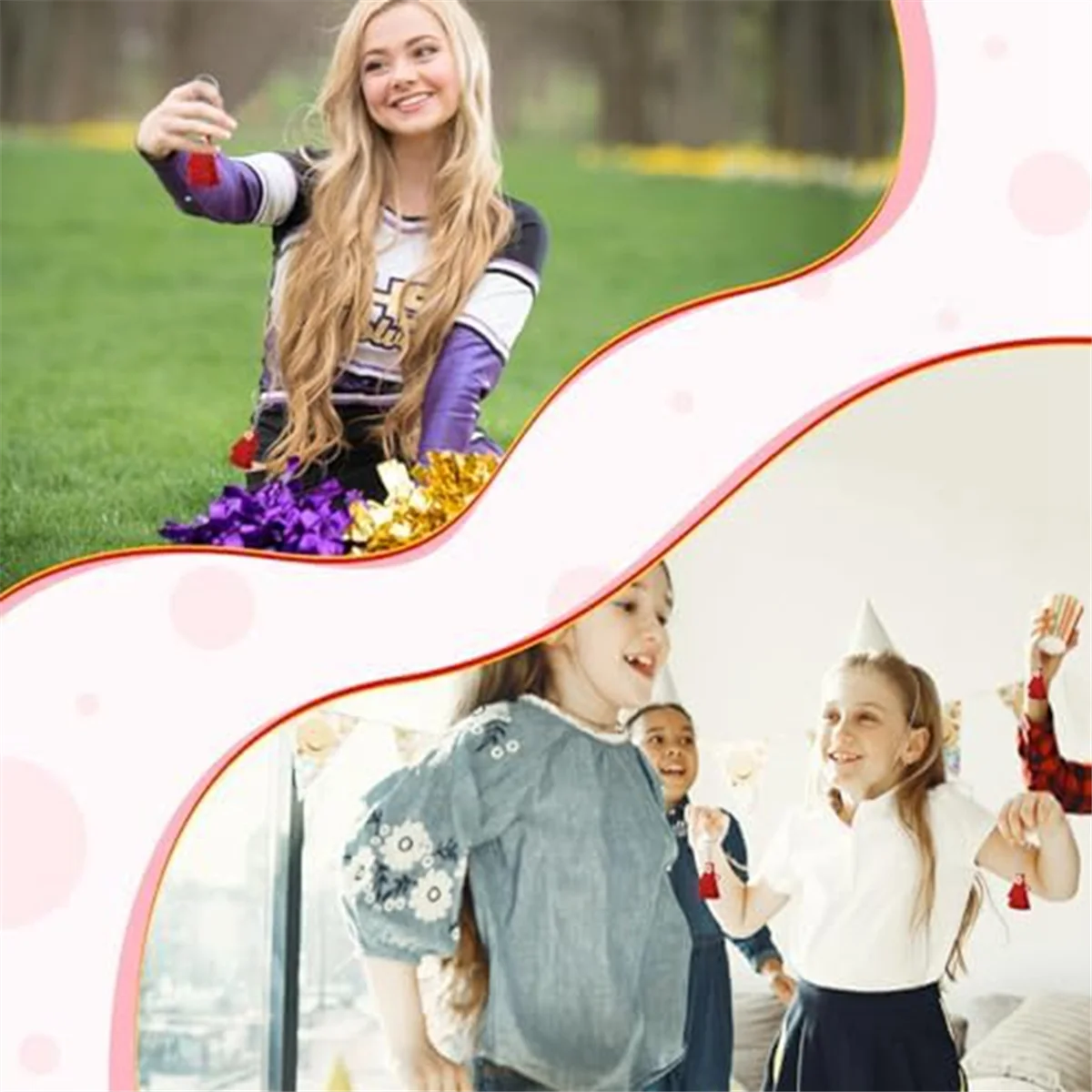 Брелки-мегафон Cheer с кисточкой для поделок подарок на выпускной красный